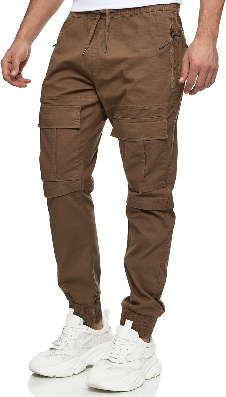 Indicode Herren Dennis Cargohose aus 98% Baumwolle mit 6 Taschen | Cargo Hose für Männer S Cub, S Cu