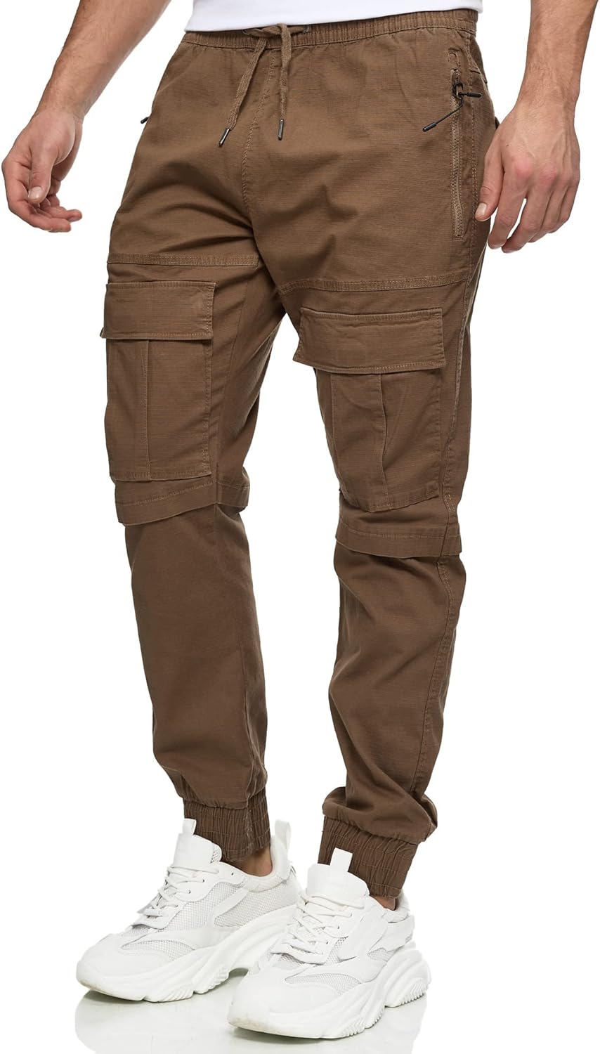 Indicode Herren Dennis Cargohose aus 98% Baumwolle mit 6 Taschen | Cargo Hose für Männer XL Cub, XL