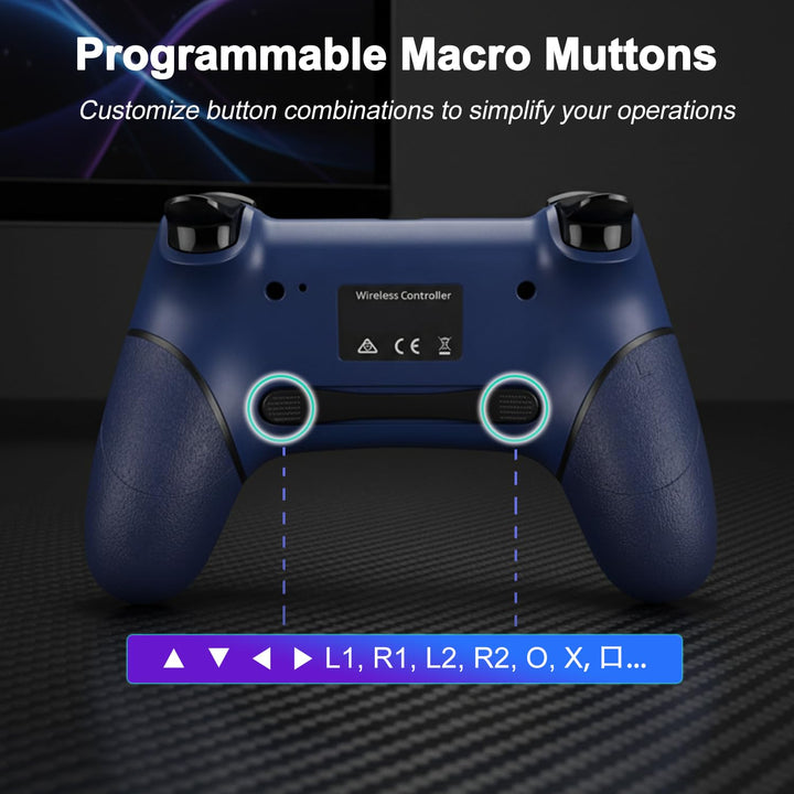 VooFun Wireless Controller Kompatibel mit PS-4/Pro/Slim/PC, Bluetooth Gamepad mit Vibration,6-Achsen