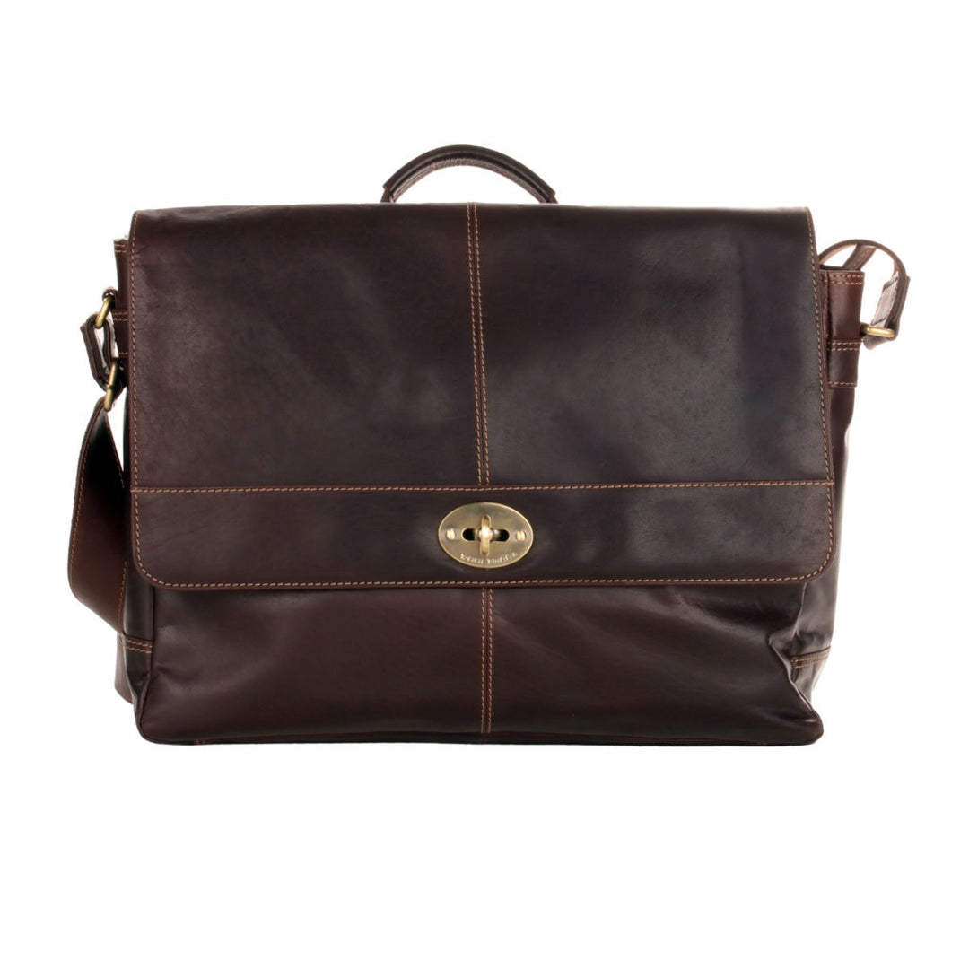 Shalimar Unisex – Erwachsene Echtlederumhängetasche, Dunkelbraun, 41x30x11 cm
