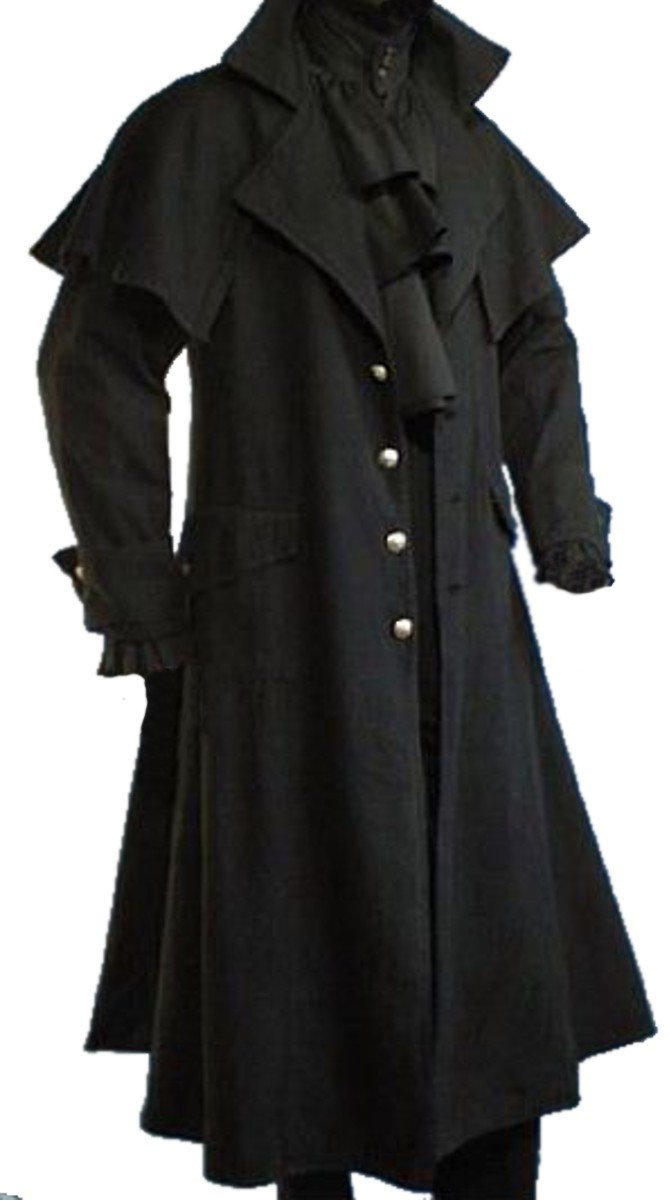 Dark Dreams Gothic Mittelalter LARP Mantel Vampir Kutscher Coat Jacke Van Helsing schwarz (Achtung f