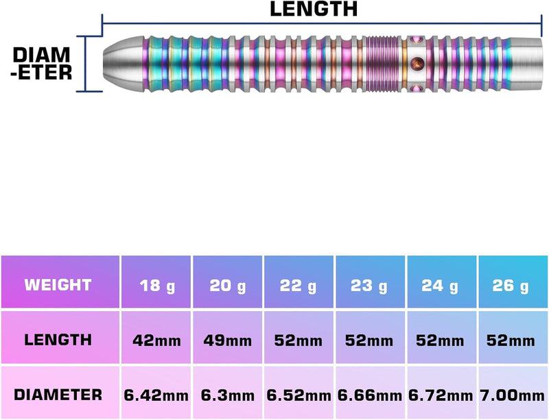 WIN.MAX Dartpfeile mit Metallspitze 90% Tungsten 3 Stück 90% Wolfram Stahl Darts 18-28 Gramm Dart pr