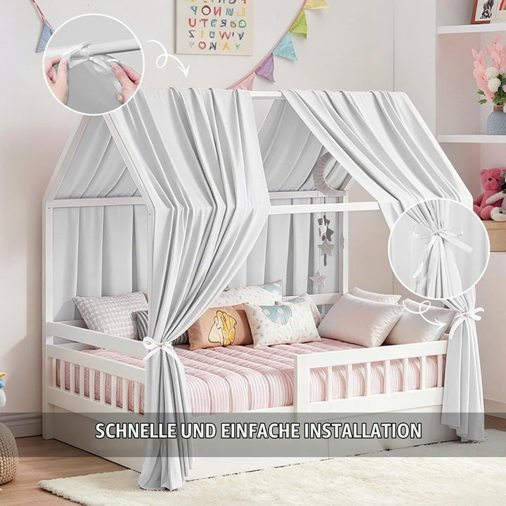 Hausbett Himmel, 2PCS Betthimmel Hausbett, Musselin himmelbett vorhänge, Hausbett Vorhang für Hausbe