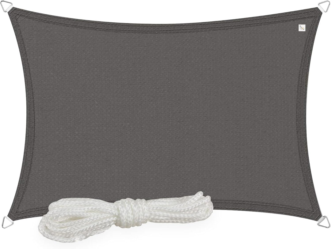 hanSe Sonnensegel rechteckig, Segeltuch Rechteck, 2,5x4m in Graphit, aus HDPE Gewebe, wetterbeständi