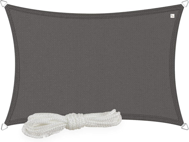 hanSe Sonnensegel rechteckig, Segeltuch Rechteck, 2,5x4m in Graphit, aus HDPE Gewebe, wetterbeständi