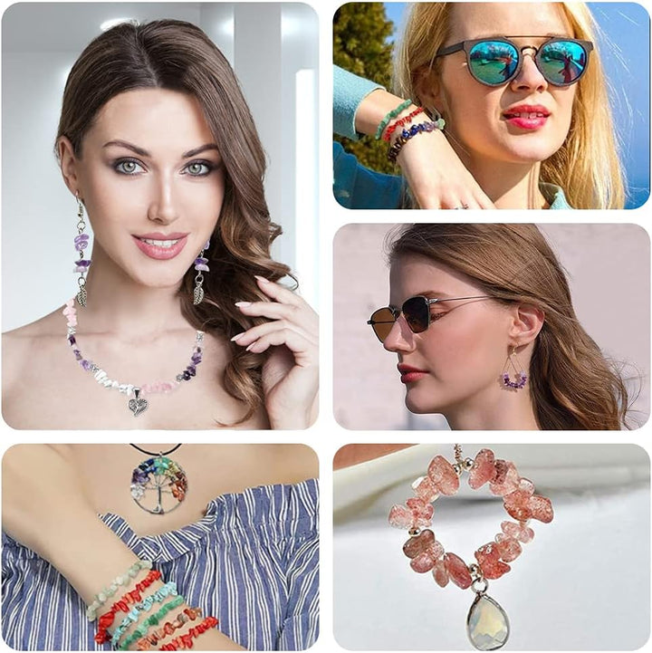 HONGTEYA Schmuck Selber Machen Set, 24 Farben Natürliche Edelstein-Perlen,5–7 mm Steinperlen, 1073 S