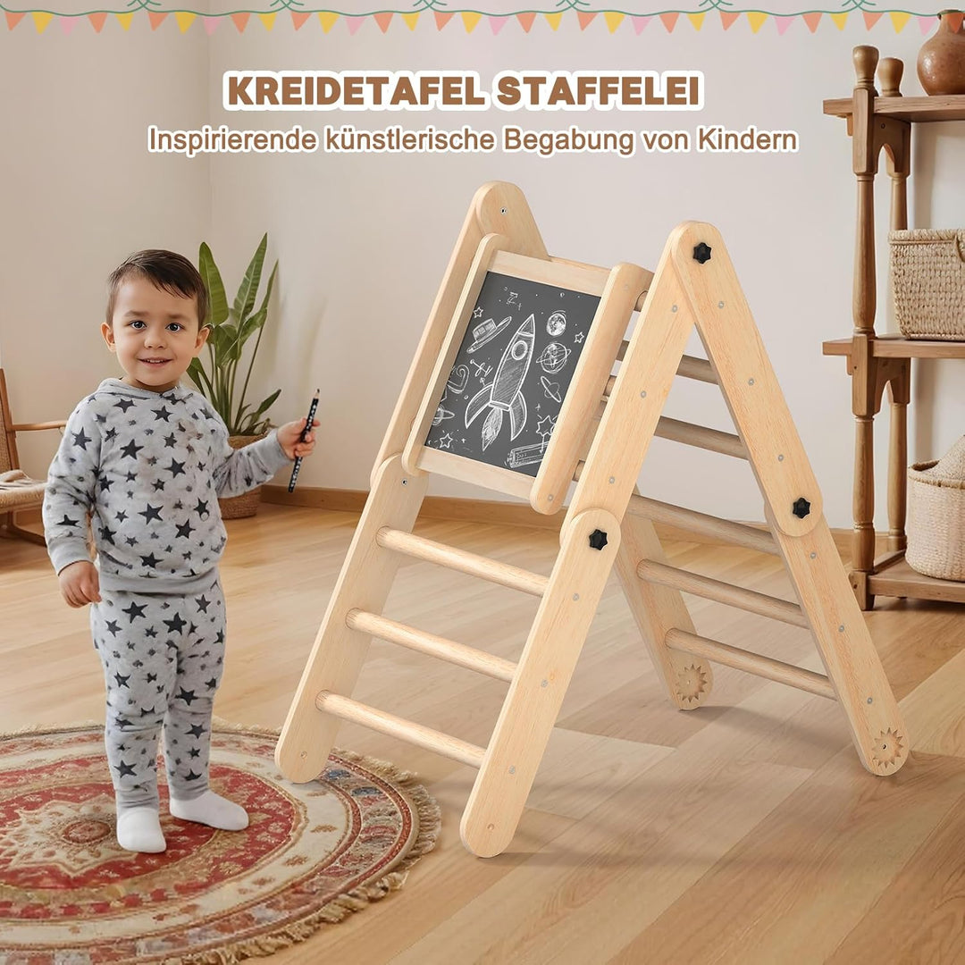 8-in-1 Montessori Klettergerüst Indoor Set, Verformbares Kletterdreieck mit Rutsche, Kletterbogen un