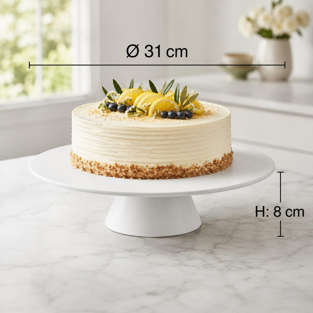 APS 83890 Servier- und Tortenplatte CASUAL, Ø 31 cm, Höhe 8 cm, Melamin, weiss Weiss 8 cm, Weiss 8 c