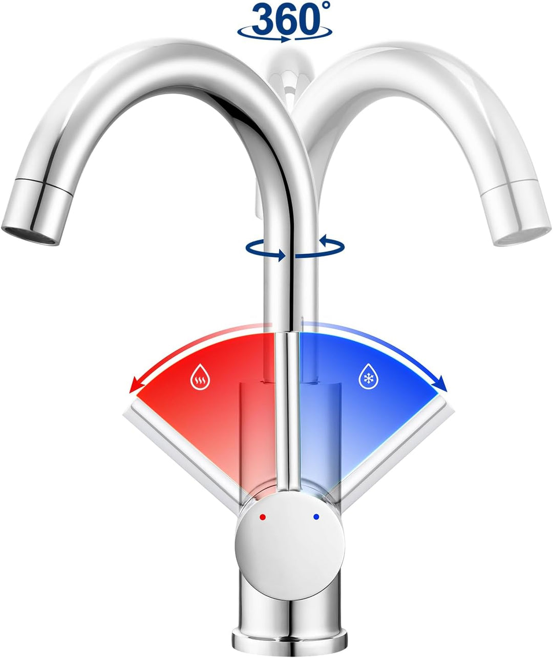 Auralum Küchenarmatur Niederdruck Armatur Küche/Bad, 360°Drehbar Wasserhahn Küche Niederdruck mit 3