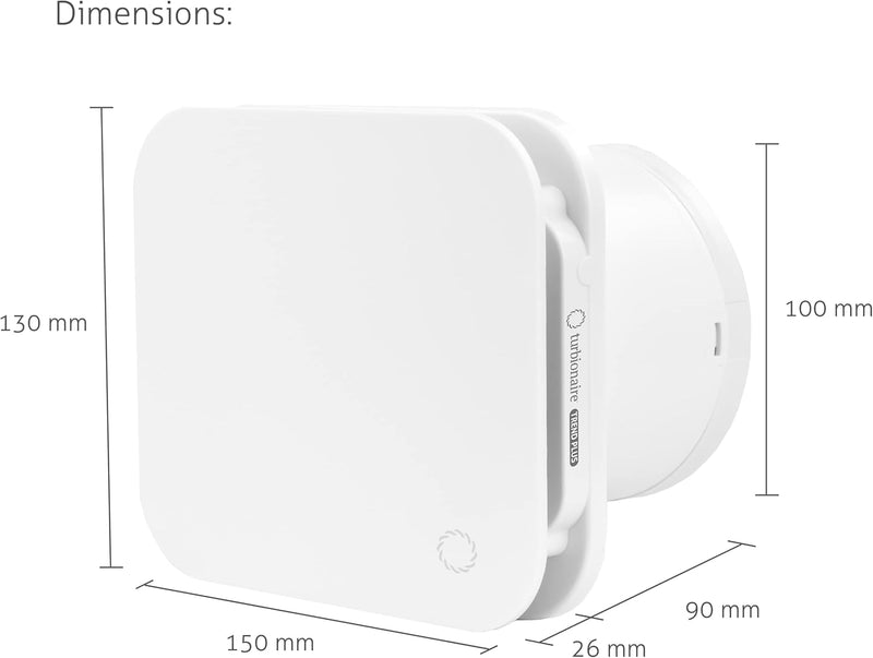Turbionaire Trend Plus Abluftventilator für Bad, Küche, Fernbedienung, Multifunktion, max. 5,7 W, 7