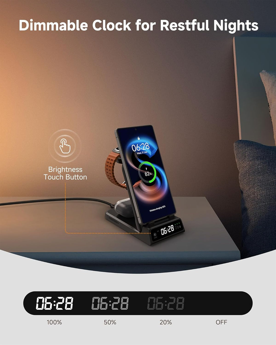 SwanScout Induktive Ladestation für Samsung, Kabelloses Ladegerät für Samsung Galaxy S24 Ultra, 3 in