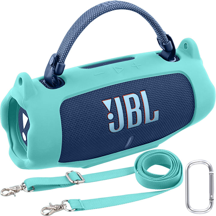 Khanka für JBL Charge 6 Silikon-Schutzhülle mit abnehmbarem Schultergurt & Utility-Haken, Flexible w