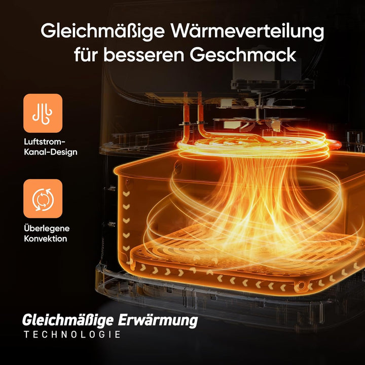 COSORI Heissluftfritteuse 5,5L XXL Rot Friteuse Heissluft Fritteusen Air Fryer mit Digitalem LED-Tou