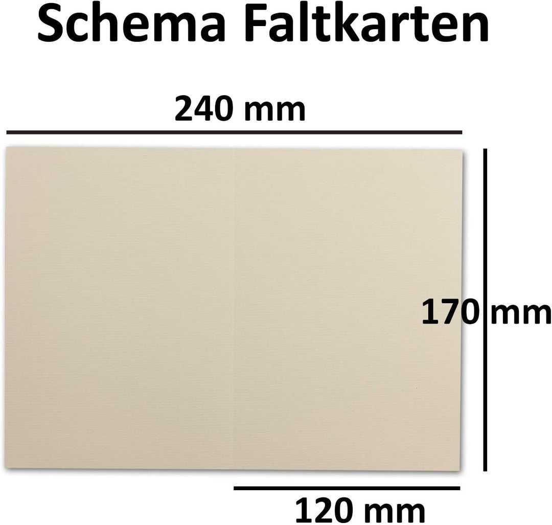 100x Karten-Set DIN B6-12 x 17 cm - 120 x 170 mm - Falt-Karten mit Brief-Umschlägen & Einlege-Blätte