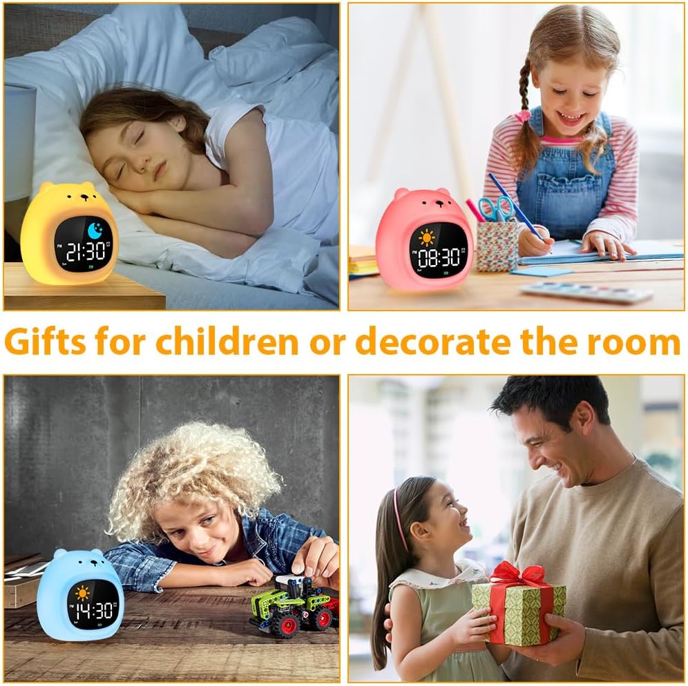 HOTUT Kinder Lichtwecker,Schlaftrainer Kinder mit Nachtlichtern,6 White Noise Kinderwecker,Digitaler