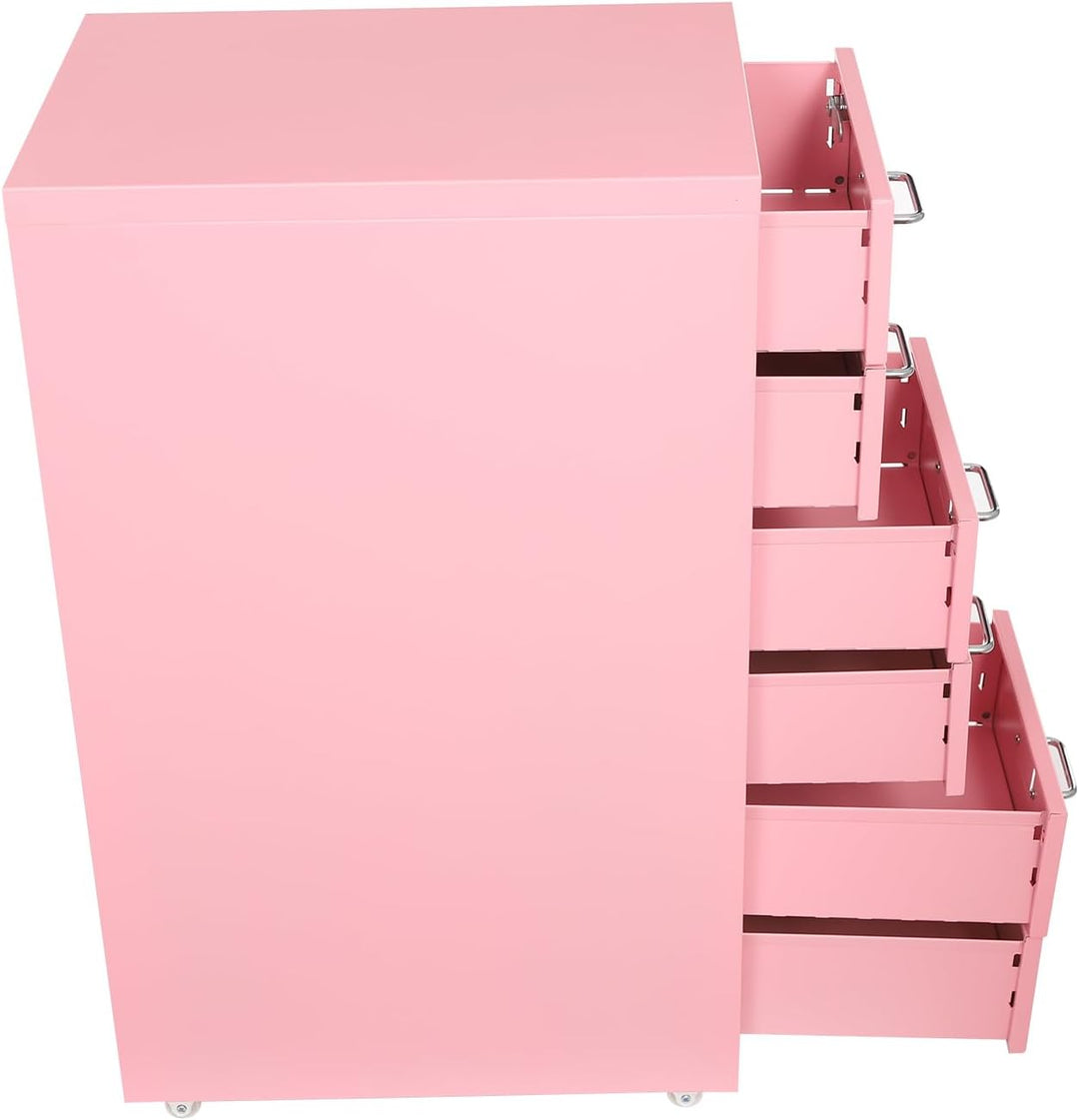 Rollcontainer mit 6 Schublade, Mobiler Aktenschrank, Metallschrank, Aktenschrank Abschliessbar mit S