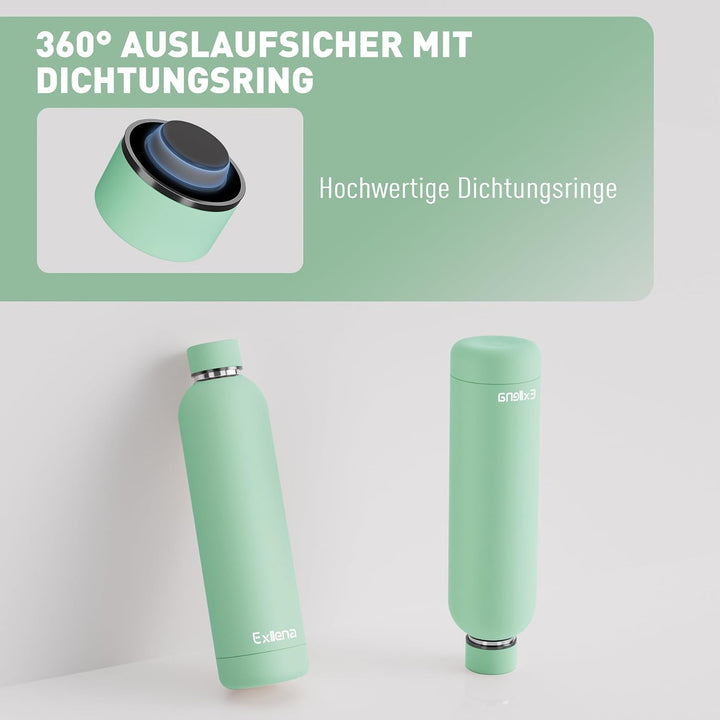 Exllena Trinkflasche Edelstahl 1l – Hochwertige Thermosflasche Mit Silikongriff für Sport, Büro und