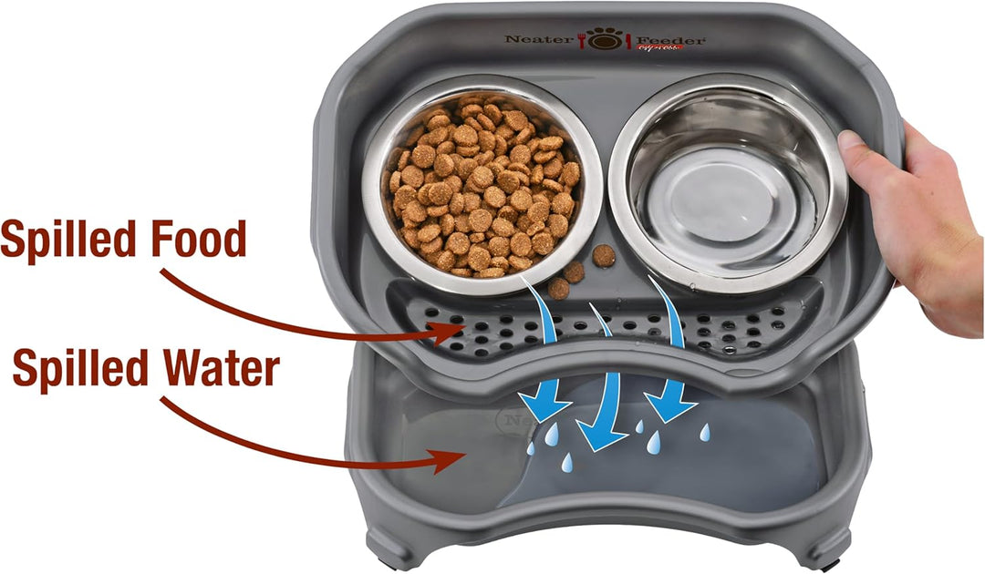 Neater Feeder Express – Erhöhte Katzennäpfe – Erhöhter Katzenfutterspender aus Edelstahl (Katze, Dun