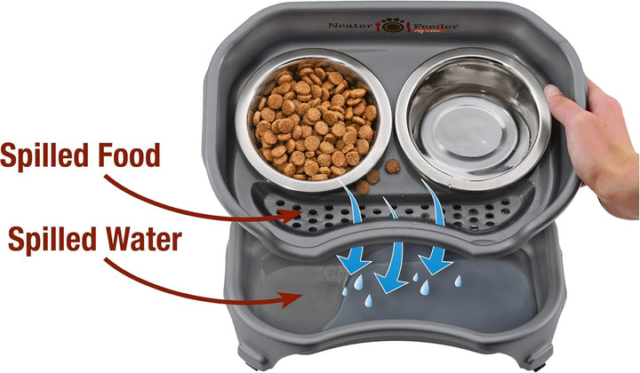 Neater Feeder Express – Erhöhte Katzennäpfe – Erhöhter Katzenfutterspender aus Edelstahl (Katze, Dun