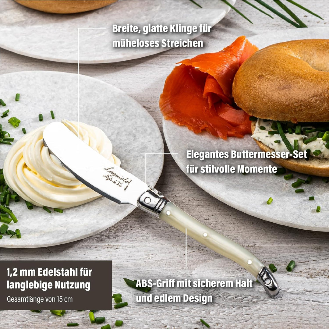 Laguiole Style de Vie Buttermesser Premium Line, 4-teilig, Perle
