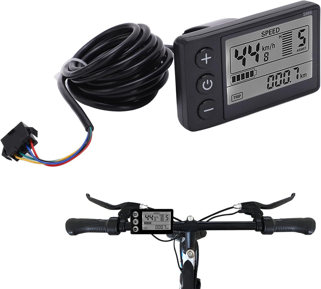 Tbest Display LCD Bildschirm 48v Fahrrad mit SM Stecker, S866 Elektro-Fahrrad Display LCD Messgerät