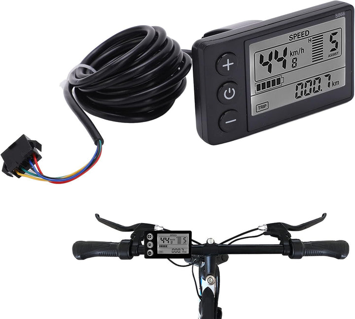 Tbest Display LCD Bildschirm 48v Fahrrad mit SM Stecker, S866 Elektro-Fahrrad Display LCD Messgerät