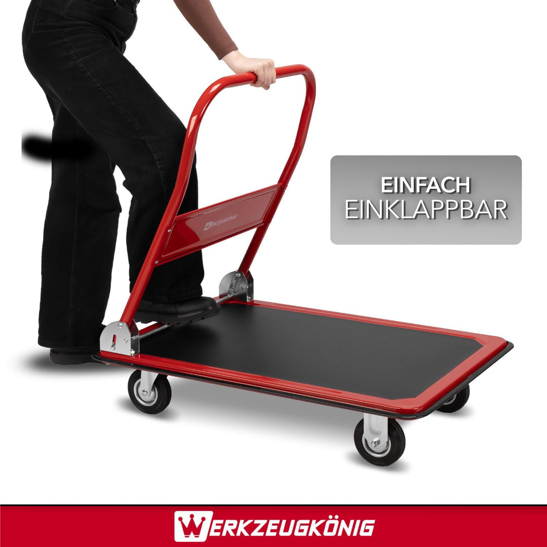 Plattformwagen 300kg Traglast - Transportwagen klappbar - Anti-Rutsch Ladefläche - Vollgummirollen -