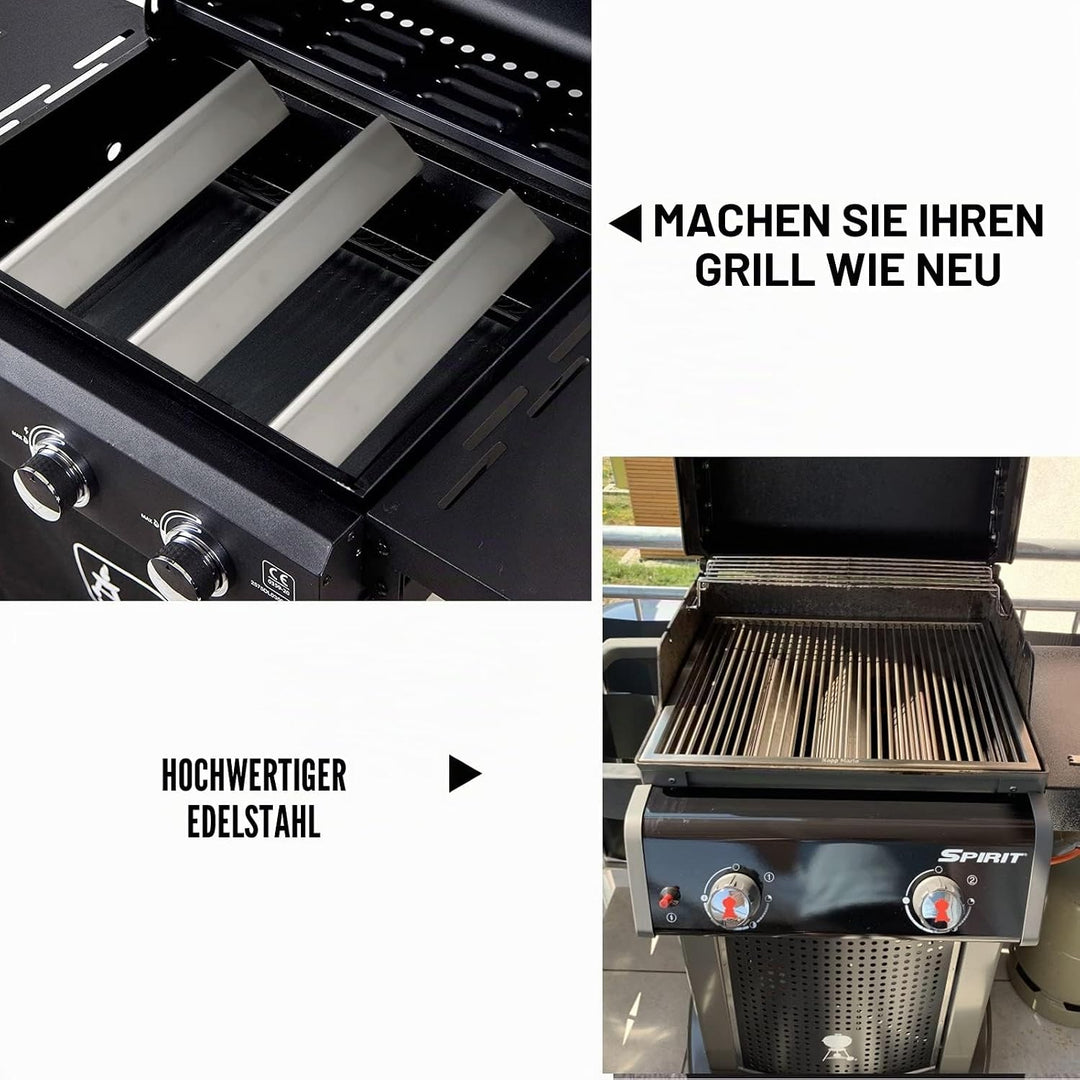 Delixike 7635 Edelstahl Brennerabdeckungen Flavorizer Bar für Weber Spirit E210 E220 S210 S220(mit v