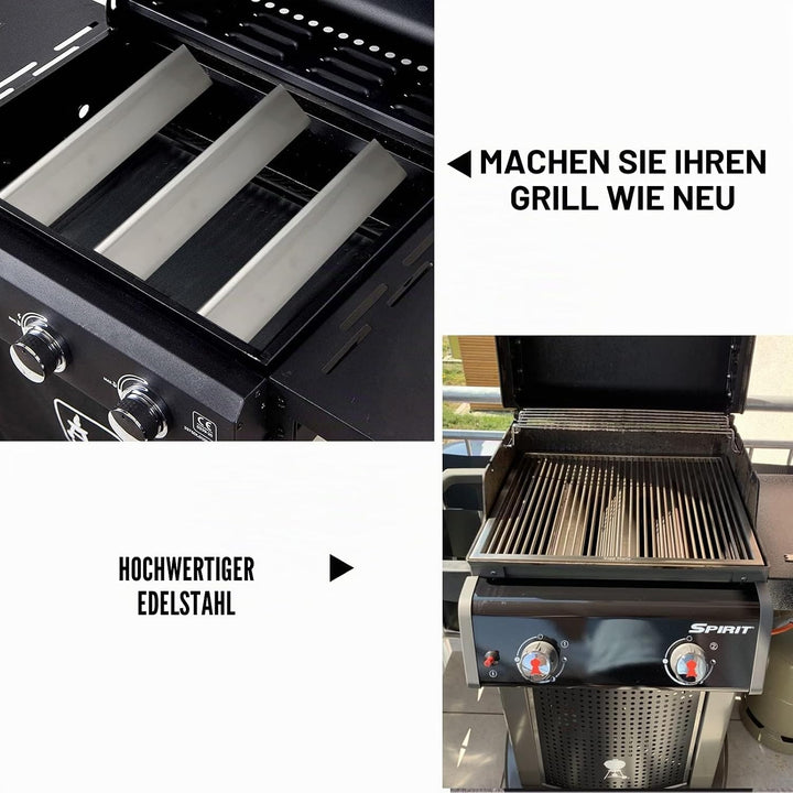 Delixike 7635 Edelstahl Brennerabdeckungen Flavorizer Bar für Weber Spirit E210 E220 S210 S220(mit v