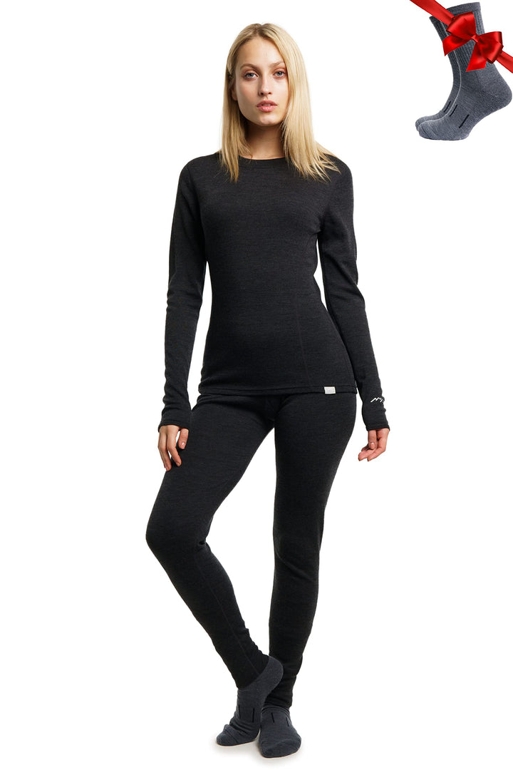 Merino.tech 100% Merino Unterwäsche Damen Set - Leicht, Mittelgewicht, Funktionsunterwäsche Merinowo