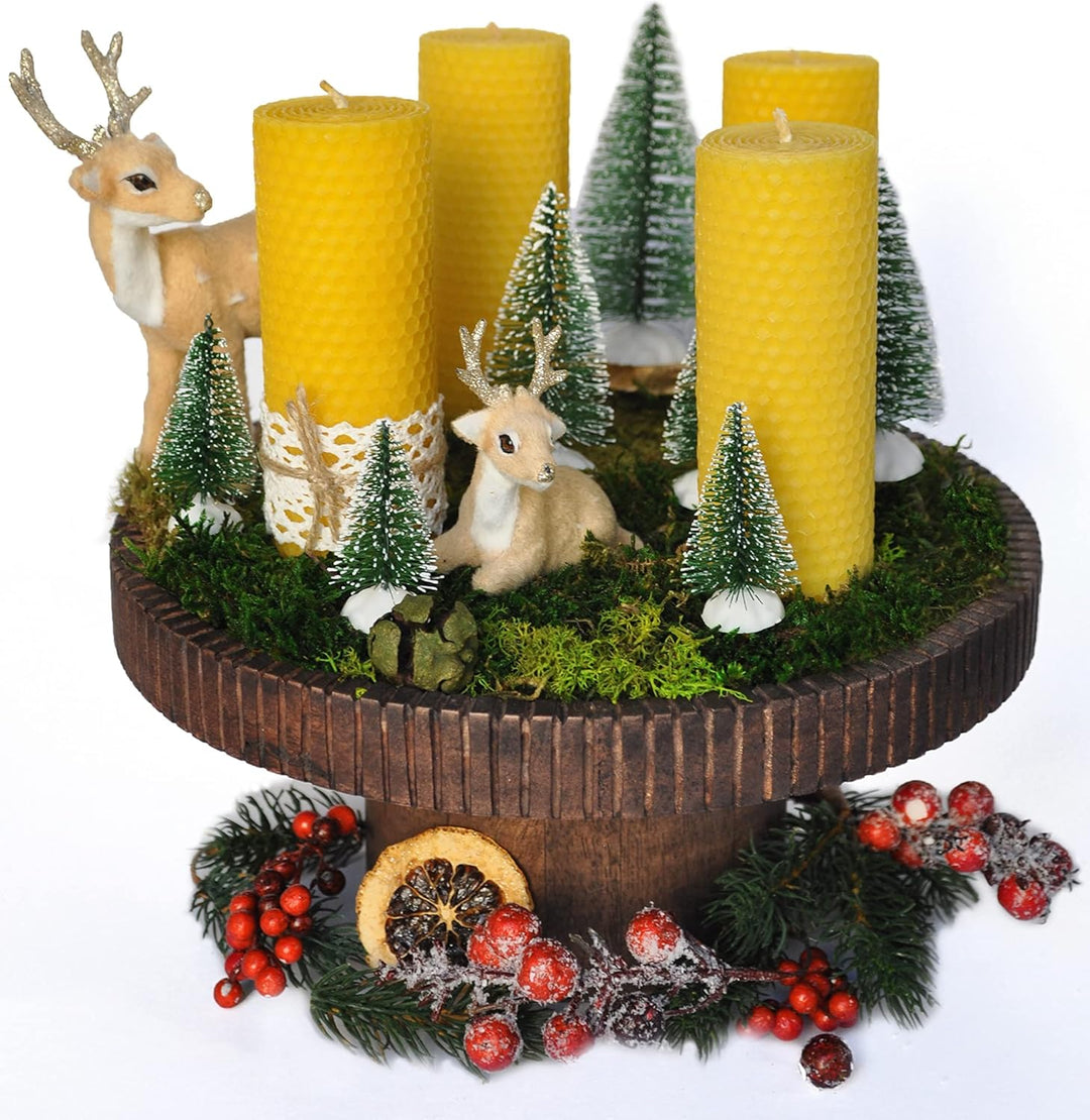 Xanty Bienenwachskerzen (13 cm x 5 cm), 4 Grosse goldene Kerzen aus 100% Bienenwachs, Wabenkerzen, S
