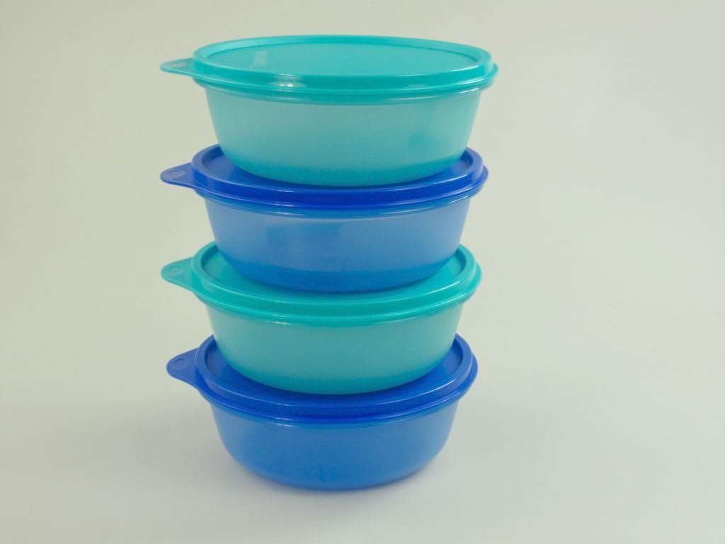 TUPPERWARE Kühlschrank Hit-Parade 600 ml dunkelblau (2) + türkis (2) Panorama