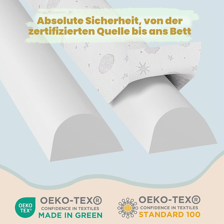 Rausfallschutz Kinderbett - Schaumstoff Bettschutz mit verstellbaren Gurten, Anti-Rutsch, Air-Layer-