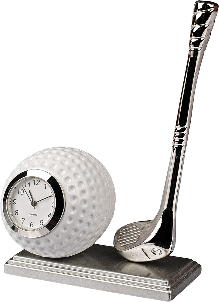 alles-meine.de GmbH kleine - Tischuhr/Miniatur - Uhr - Golf - Golfschläger & Golfball - aus Metall -