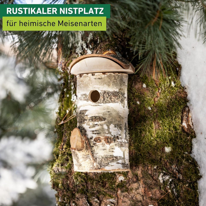 Windhager Nistkasten Wildkogel für Vögel | Einflugloch Ø 28 mm, Abnehmbares Dach, Birkenholz | Vogel