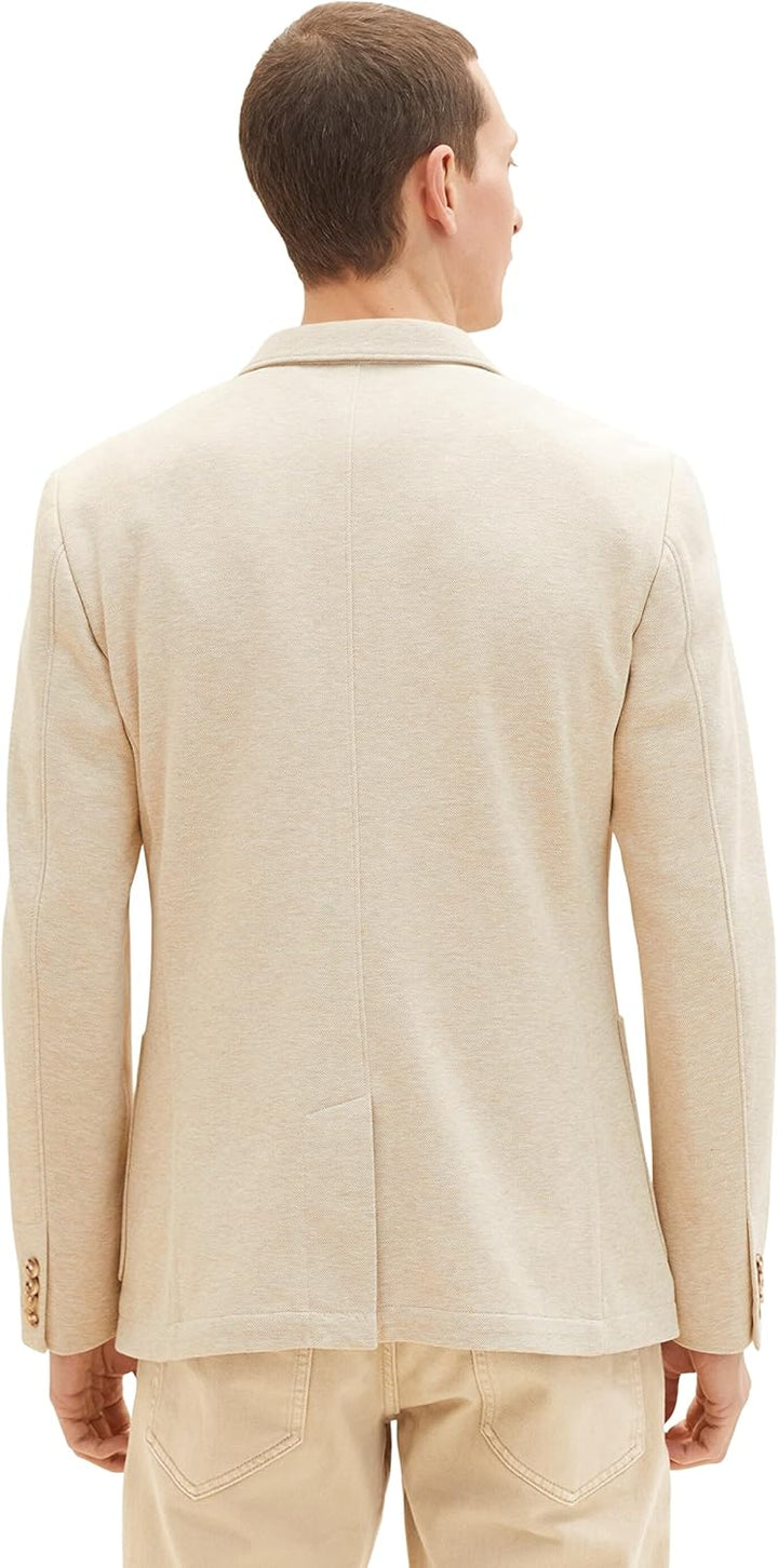 TOM TAILOR Herren Piqué Sakko 52 29114 - Beige Pique Melange, 52 29114 - Beige Pique Melange