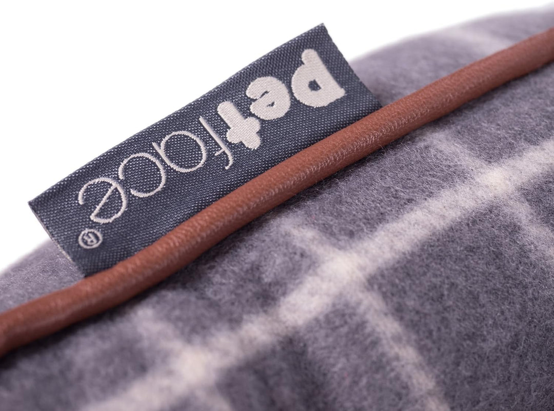 Petface Graues Körbchen aus Fleece mit Karos, rechteckig, M Graues M, Graues M