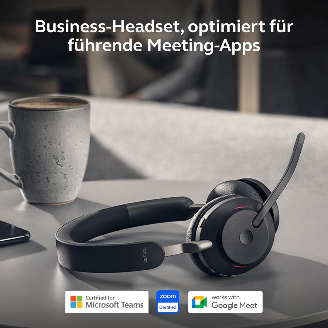 Jabra Evolve2 65 Wireless PC Headset with Charging Stand – Noise Cancelling Microsoft Teams Certifie