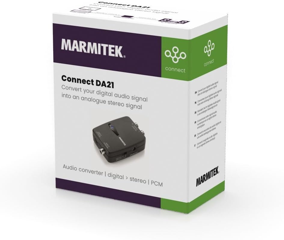 Digital Analog Wandler - Marmitek Connect DA21 - Toslink oder Koaxial zu Analog Konverter - Wolfson