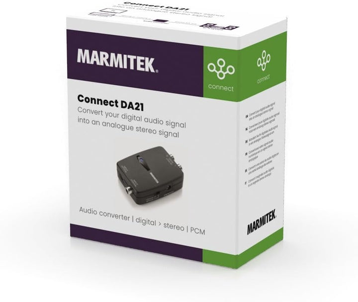 Digital Analog Wandler - Marmitek Connect DA21 - Toslink oder Koaxial zu Analog Konverter - Wolfson