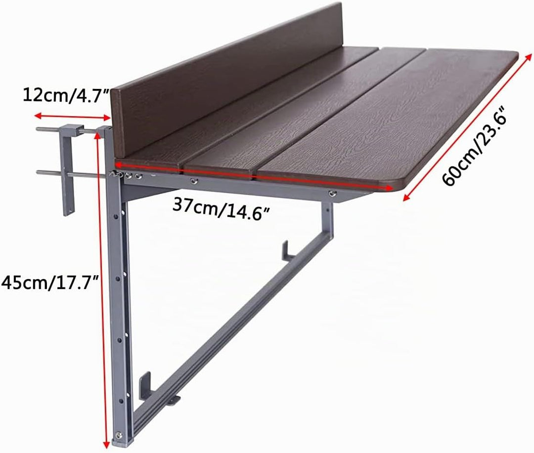 Gdmokle Klappbar Balkonhängetisch, Balkonklapptisch Hängetisch mit 5-Fach Höhenverstellbar, Balkonti