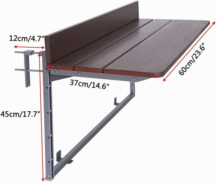 Gdmokle Klappbar Balkonhängetisch, Balkonklapptisch Hängetisch mit 5-Fach Höhenverstellbar, Balkonti