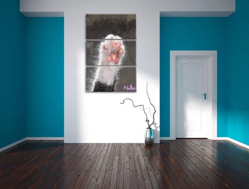 kleine Katzenpfote NewArt 3-Teiler Leinwandbild 120x80 Bild auf Leinwand, XXL riesige Bilder fertig