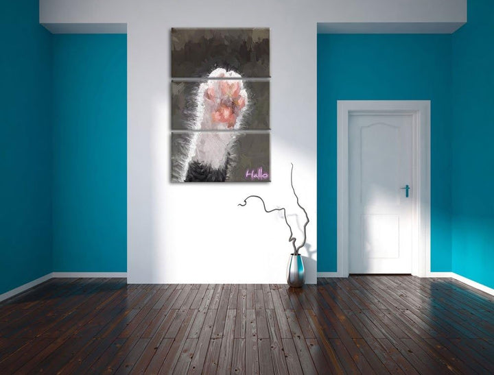 kleine Katzenpfote NewArt 3-Teiler Leinwandbild 120x80 Bild auf Leinwand, XXL riesige Bilder fertig