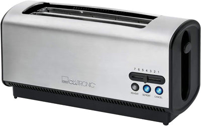 Clatronic TA 3687 4 Scheiben-Langschlitztoaster, Auftau-/Aufwärm-/Schnellstoppfunktion, Stufenlos ei