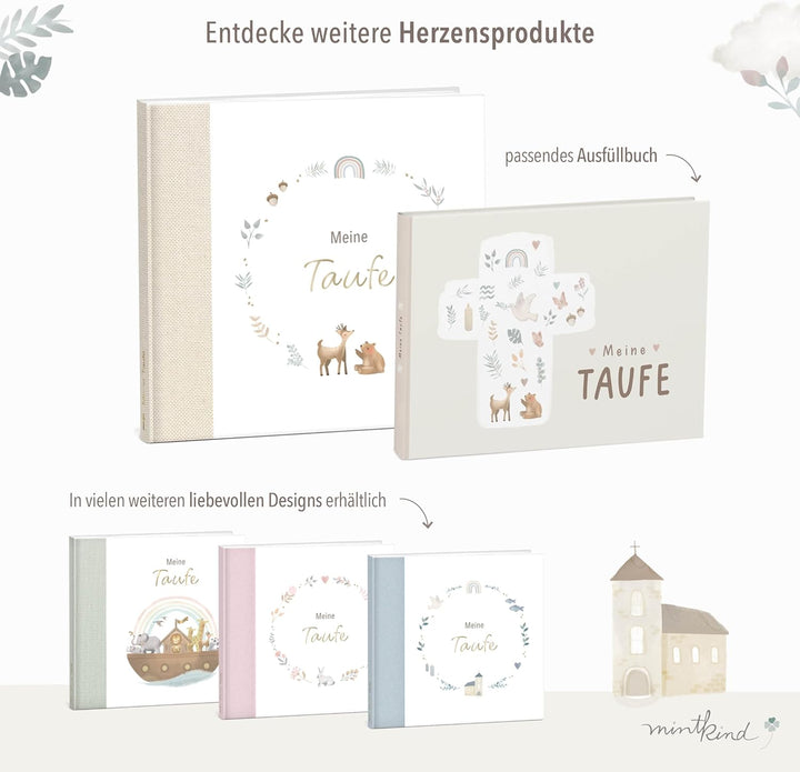 mintkind® Gästebuch Taufe Beige - Erinnerungsbuch für Junge & Mädchen, Taufgeschenk & Taufalbum, 72