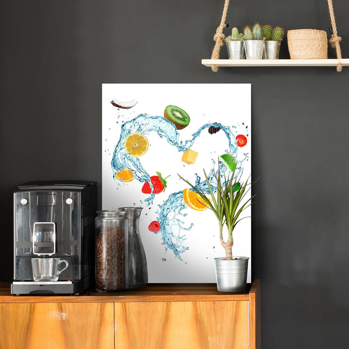 wandmotiv24 Obst & Gemüse als Leinwandbild, 80x60cm, Hochformat, Früchte & Wasser, Kiwi, Küche, Lebe