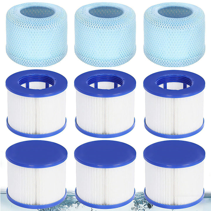 Ersatz Whirlpool Filter für Aufblasbares Spa, Pool Filterkartuschen mit Schutznetze für Aquaparx, In