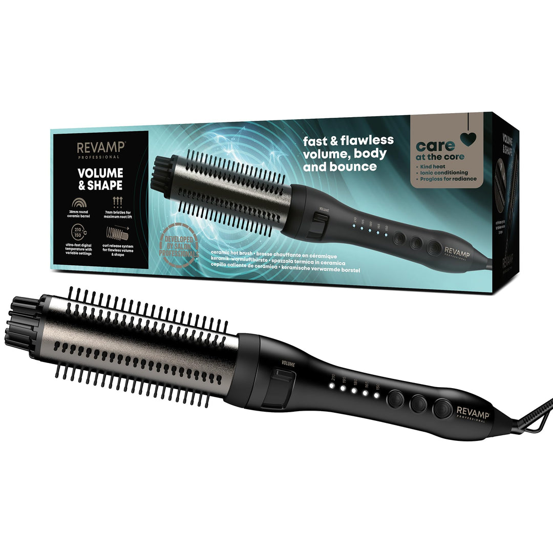 REVAMP Volume & Shape Keramik Hot Brush Styler - 38 mm runde beheizte Rundbürste, Ionen mit Progloss