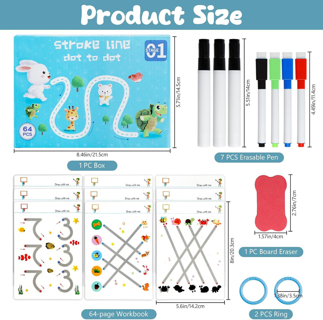 Scribble Smart Arbeitsbuch, Wiederverwendbar Smart Buch Trainingsbuch zur Stiftkontrolle mit 7 Pcs l